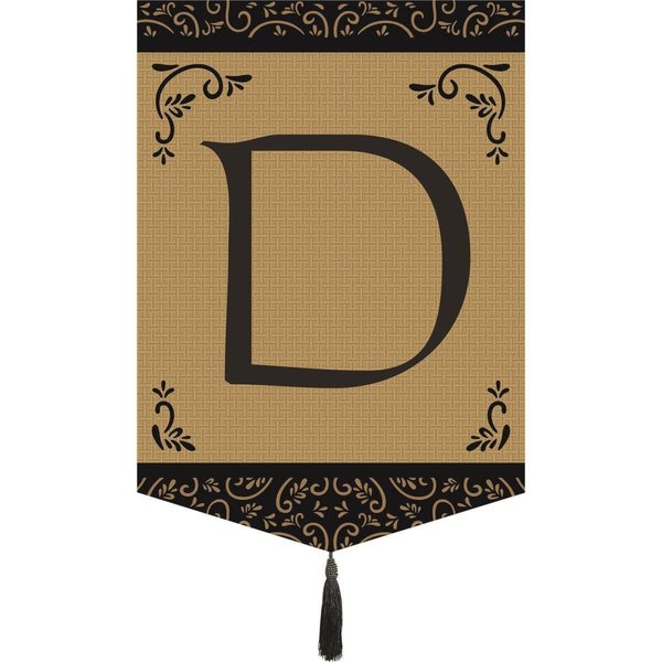 Magnolia Garden Flags Monogram D Tassel Burlap Garden Flag M030004